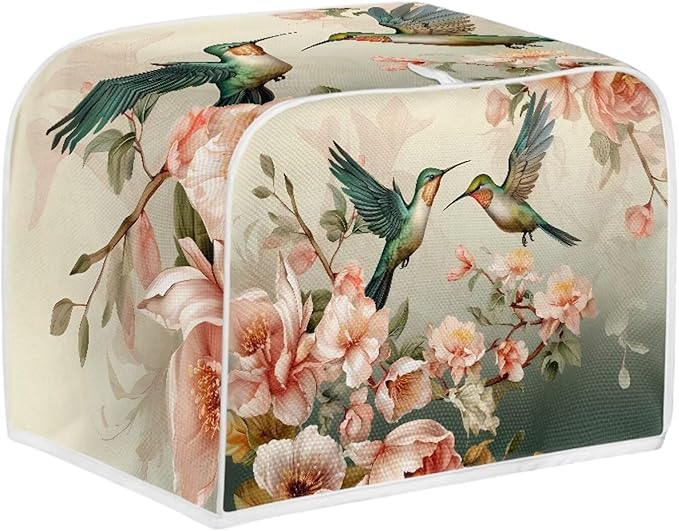 UNICEU Hummingbird Floral Print Toaster Covers 4 Slice Bread Maker Dust Cover Kitchen Small Appliance Dust Protector