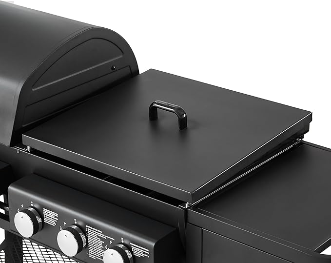 All-in-One Propane Gas Grill with Griddle, 5 Burner 56000 BTU BBQ Grill & Griddle Combo, 751 Sq.Inch Cooking Space, Side Burner & Storage Shelves for Backyard, Patio, Outdoor Cooking