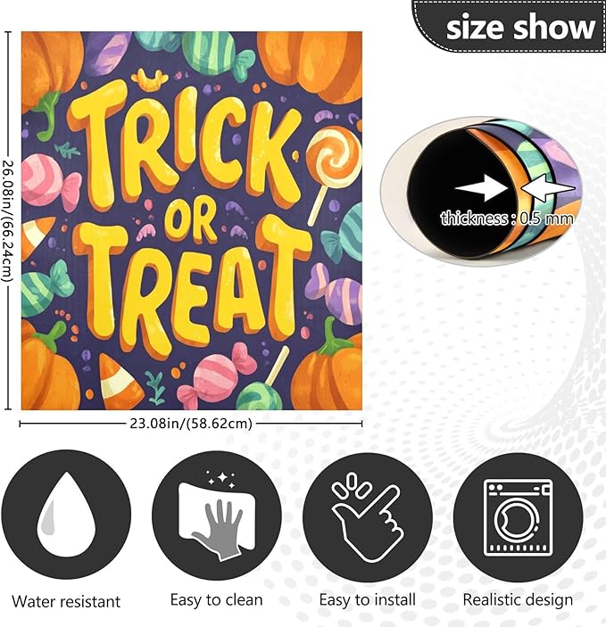 Halloween Candy Pumpkin Darkblue Dishwasher Magnet Cover for Front Panel Magnetic Dishwasher Cover Decorative Refrigerator Magnet Covers Dishwashers Magnetic Sticker for Home Kitchen, 23" x 26"