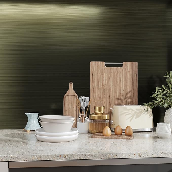 CRE8TIVE Bronze Black Brushed Stainless Steel Contact Paper 24"x354" Heat Resistant Metallic Wallpaper Peel and Stick Oil Proof Rust Resistant Self Adhesive Roll for Kitchen Appliances Stove Cabinets