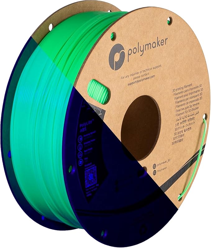 Polymaker ABS Filament 1.75mm Neon Green, 1kg 3D Printing Filament, PolyLite ABS 3D Printer Filament, Heat Resistant, Strong & Durable, Dimensional Accuracy +/- 0.03mm