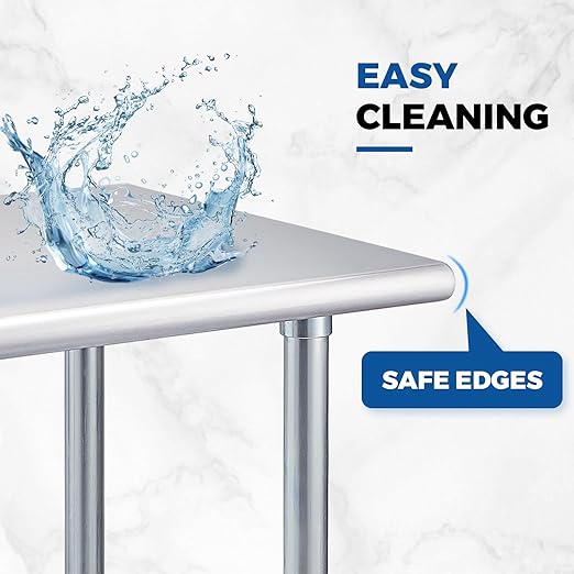 Profeeshaw Stainless Steel Prep Table 72x24 Inch NSF Commercial Work Table with Undershelf Heavy Duty Table for Kitchen Restaurant Home Hotel