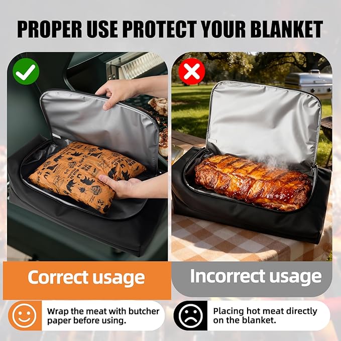270° Opening BBQ Blanket for Resting Meat, Valentines Day Gift Meat Resting Bag, Leak-Proof Smoker Accessories, Grilling Gift for Turkey/Pork/Brisket - Anniversary Birthday Gift for Men Him Dad