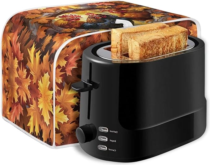 UNICEU Maple Leaf Rooster Print Toaster Cover 4 Slience Fingerprint Protection for Bread Maker Kitchen Small Appliance Protection Home Decor