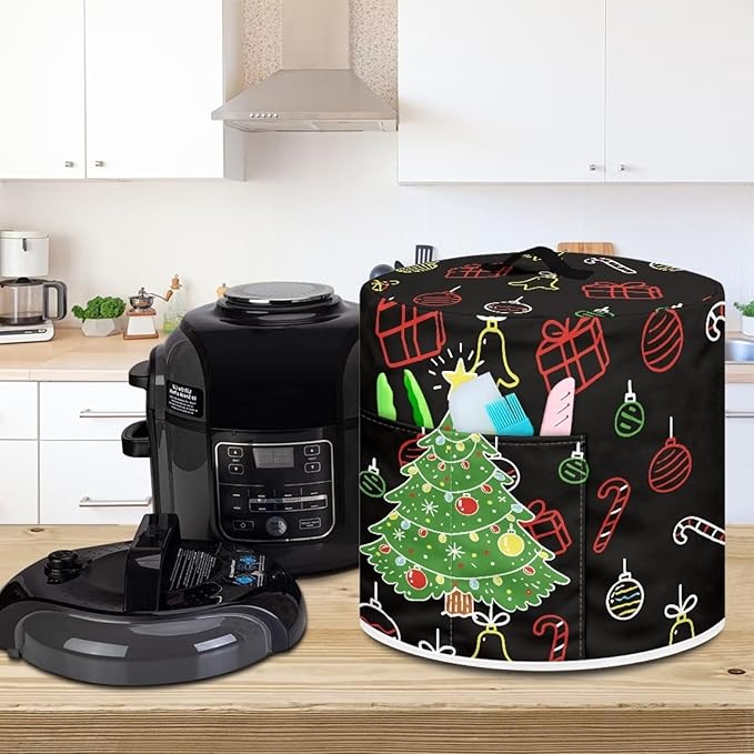 Christmas Tree Dust Cover Instant Pot and Extra Accessories Dust Proof Easy to Clean Pressure Cooker Cover Electric Appliance Cover Air Fryer Accessories with Storage Pocket Size L