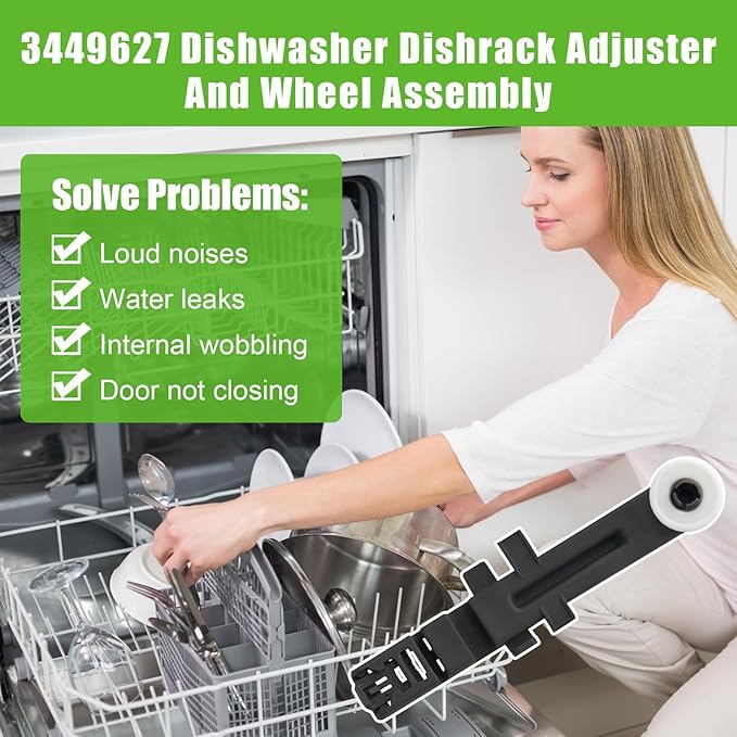 W10571738 Dishwasher Upper Dishrack Adjuster and Wheel Assembly Replacement for Whirlpool Maytag Dishwasher PS11756470, WPW10571738,AP6023130, 3449627 (2pack)