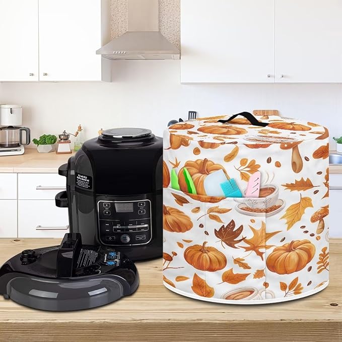 Pumpkin Pressure Cooker Cover Instant Pot Accessories Instant Pot Kitchen Appliance Dust Cover with Pockets for Rice Cooker Air Fryer Slow Cooker Dust Covers for Kitchen Size S