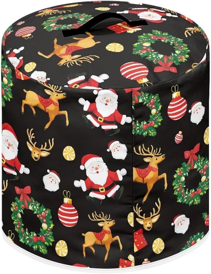 Cartoon Santa Claus Dust Cover Instant Pot and Extra Accessories Dust Proof Easy to Clean Pressure Cooker Cover Electric Appliance Cover Air Fryer Accessories with Storage Pocket Size M