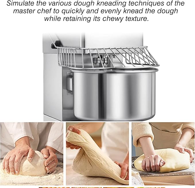 Commercial Dough Mixer Dual Rotating,31QT Two Speeds Mixing Dough Kneading Machine,Electric Dough Kneading Machine for Restaurant Pizzeria,Safety protection device & Timer Included