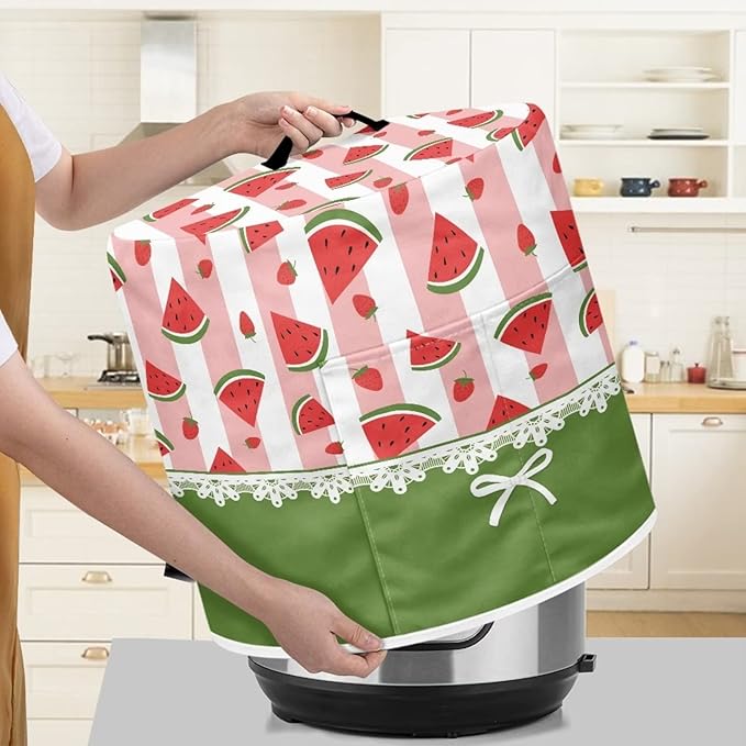 Round Pressure Cooker Cover 3 qt,Cute Watermelon Pattern Kitchen Appliance Cover Dust Cover with Pockets,Rice Cooker Cover,Air Fryer Cover,Toaster Cover,Oven Cover
