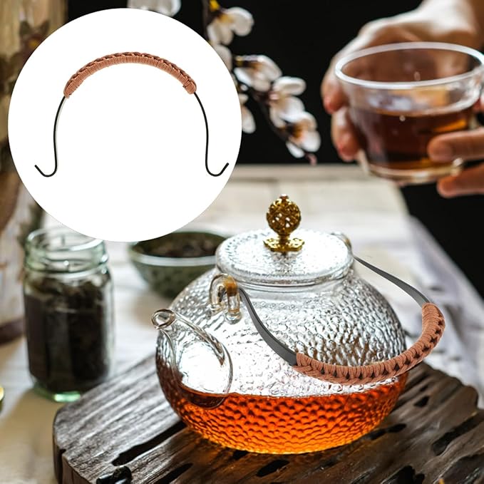Hemoton Ergonomic Teapot Handle Replacement with Iron Frame and Heat Resistant Fleece Grip for Ceramic Kettle Safe Daily Use
