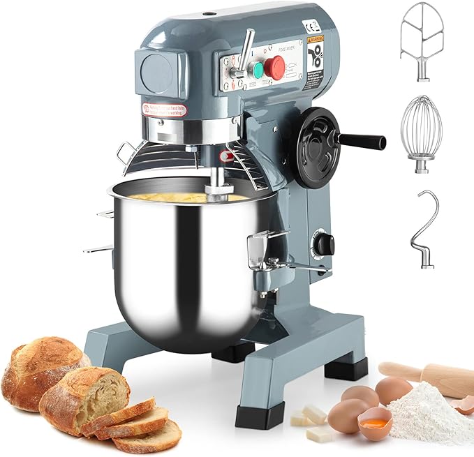 Towallmark Commercial Food Mixer 20Qt with Timing Function, 1100W 3 Speeds Adjustable, Stainless Steel Bowl Stand Mixer With Safety Guard, Premium for Schools Bakeries Restaurants Pizzerias