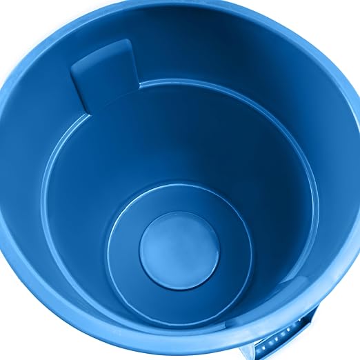 PRO&Family Commercial Round Trash Can, Ingredient Bin, Heavy-Duty Plastic, Anti-Static, Kitchen, Office, Outdoor Use (Blue, 55 Gallon)