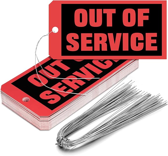 Spakon Out of Service Tags 6.22 x 3.15 Inches Maintenance Required Red Tags with 12 Inches Wires Attached for Machine Equipment Inspection Maintenance(200 Packs)