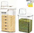2-Pack Airtight Food Storage Containers Set(3.6L+2.3L Total 199.5 oz)-Same Material, Varied Designs-with Pour Spout & Measuring Cup, BPA-Free PET Canisters for Rice, Oatmeal,Flour, Pet Food