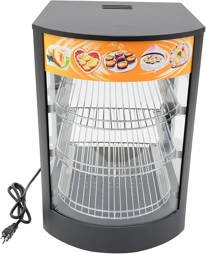 3-Tier Food Warmer, 800W Commercial Food Warmer Display Electric Heating Pizza Pastry Warmer Display Case 85-185℉ for Buffet Restaurant Countertop Catering Hot Box Warming Holding Cabinet