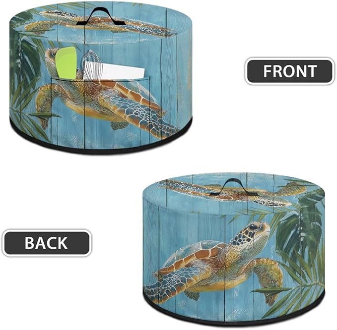 Sea Turtle Wood Grain Print Slow Cooker Dust Cover Protective with Pocket Keep Appliance Clean Fit Most 6-8 Quart Crock Pot Monstera Palm Leaf Print Kitchen Appliance Accessories