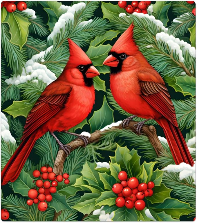 Christmas Cardinals Dishwasher Magnet Cover, 23" W x 26" H Fridge Magnetic Stickers Reuseable Magnet Panel Decal Cover for Washing Machine Fridge Microwave Cabinet Kitchen Christmas Decoration