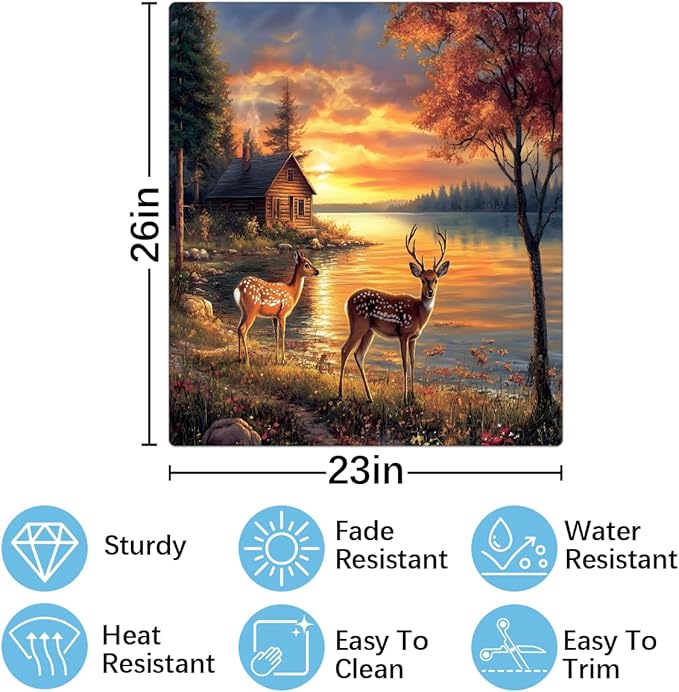 Sunset Deer Dishwasher Magnet Cover Animal Deer Front Dishwasher Cover Decoration Winter Reusable Magnetic Door Cover Forest Panel Decal Home Appliances Stickers Kitchen Refrigerator Fridge 23"x 26"