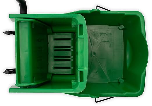 Carlisle FoodService Products 26-Quart Commercial Mop Bucket with Side-Press Wringer, Precision-Molded Polypropylene, Durable Wringer, Bucket with Non-Marking Casters, 18.5 x 16.5 x 23 Inches, Green