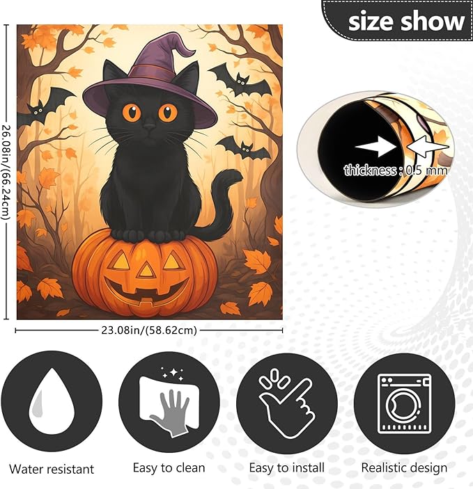Cat Pumpkin Halloween Bat Dishwasher Magnet Cover Sticker Magnetic Refrigerator Panel Front Door Fridge Microwave Decal Decorative