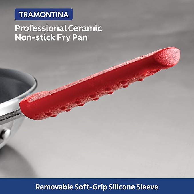 Tramontina Professional 12-Inch Ceramic Non Stick Large Frying Pan, Heavy-Gauge Aluminum Skillet with Ceramic Nonstick Coating, Dishwasher and Oven Safe, Gray