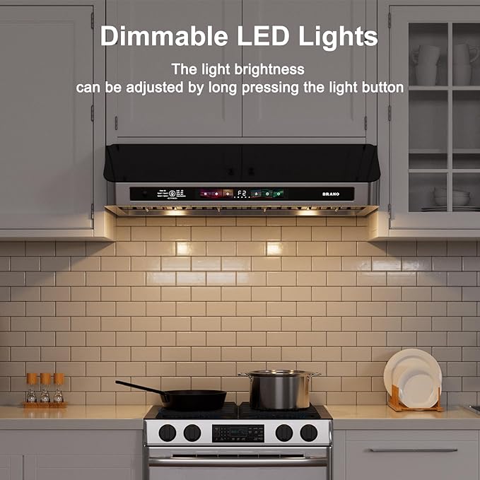 Under Cabinet Range Hood 30 Inch with Voice/Gesture/Touch Control, 900 CFM Kitchen Hood Vent with 4-Speed Exhaust Fan, Memory Mode, Adjustable Lights, Baffle Filters