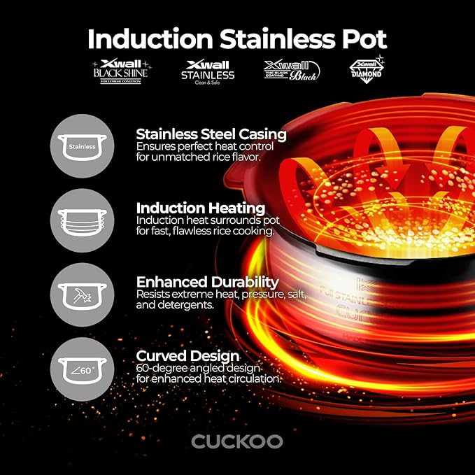 CUCKOO High Pressure Rice Cooker 6-Cup Uncooked / 12-Cup Cooked with Induction Heating Technology, Versatile Rice Maker with 16 Menu Options and Steam Plate, Voice Guide, White (CRP-BHSS0609F)