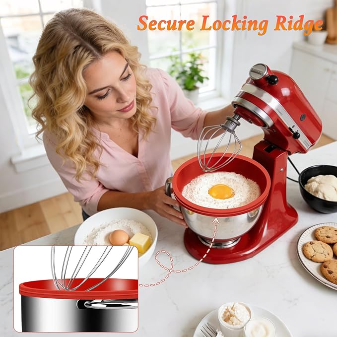 3Pcs Upgraded Silicone Mixing Bowl Liners for Kitchen Aid Tilt-Head 5QT Stand Mixers, Thickened Food-Grade Inserts, Non-Slip Silicone Mixing Bowl Liners, Dishwasher-Safe for Baking & Cooking
