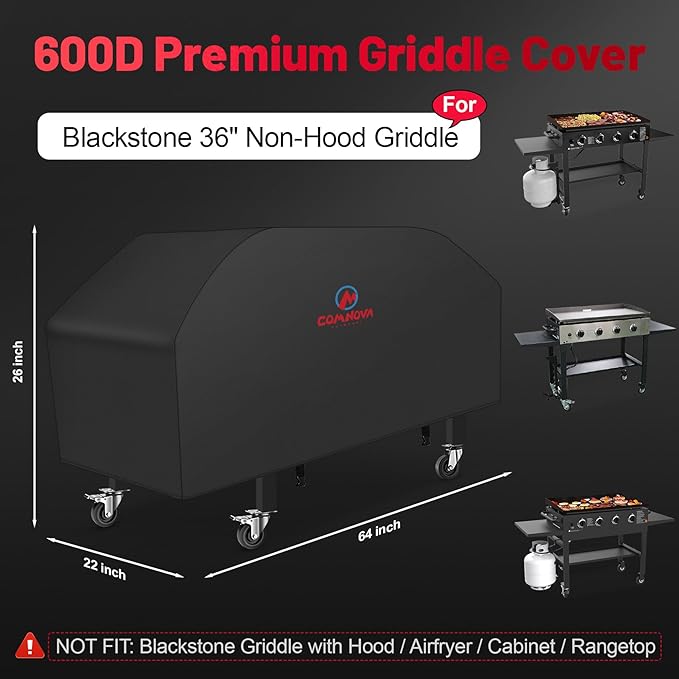 Comnova Griddle Cover for Blackstone 36 Inch - 600D Flat Top Griddle Cover Without Hood, 36" Outdoor Grill Covers Heavy Duty Waterproof for Blackstone 1554, 1825 and More