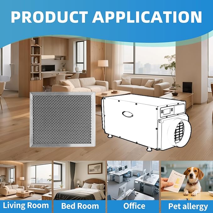 1830 5443 Washable MERV 8 Dehumidifier Replacement Filter Compatible with Whole-House Dehumidifiers 1850 1852 and Ventilation Models 8192 1819 Size 10 x 12 x 1 inch 2 Packs