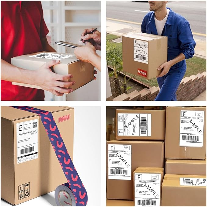 4x6 Thermal Labels, Roll Shipping Labels Strong Adhesive, Compatible with Vretti Jadens Munbyn Nelko Phomemo Rollo & Most Thermal Label Printer, Commercial Grade (500 Label/ 1 Rolls) White