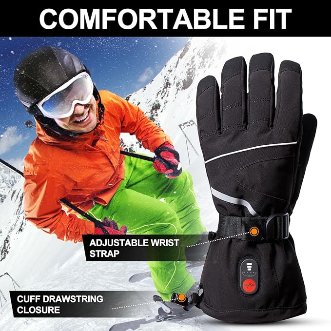 SNOW DEER Heated Motorcycle Gloves for Men Women, Electric Glove Rechargeable Battery Heated Hand for Motorcycle Biking Hunting Arthritis Skiing Working