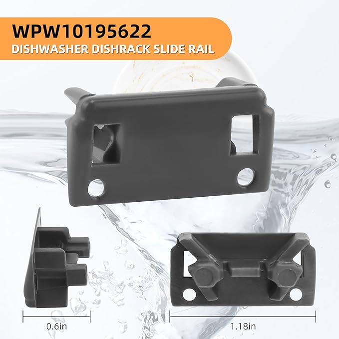 Upgraded W10195622 Dishwasher Dishrack Stop Clip Fit for Whirl-pool Kitchen-aid Ken-more Dishwasher Top Rack Parts, Replaces WPW10195622 1872168 AP6016778 PS11750071 by AMI PARTS（2PCS）