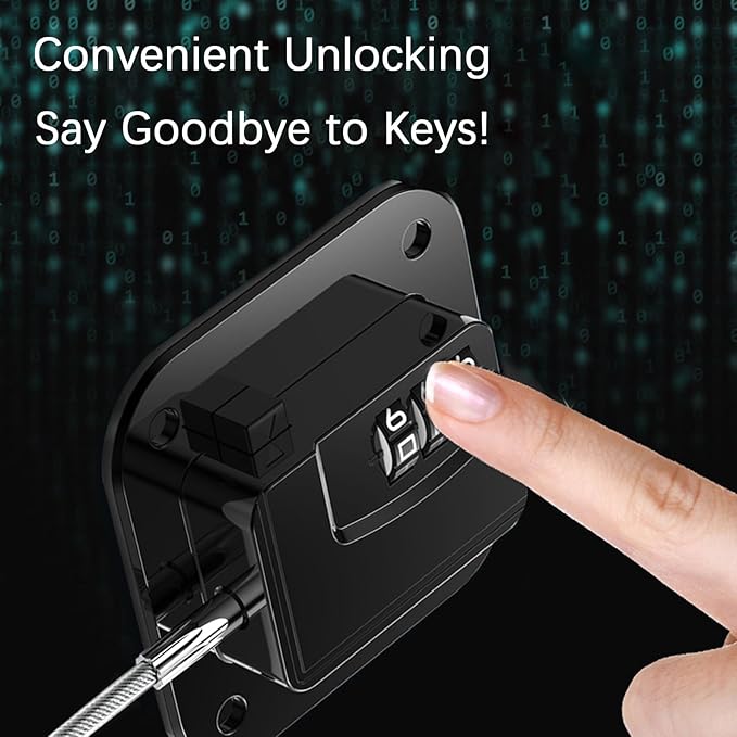 Refrigerator Lock (2 Pack), Heavy Duty Combination Fridge Lock, for Fridge, Cabinets, Window, Drawers and Child Safety Cabinet Locks, Strong Non-Marking Adhesive No Drilling (Black)