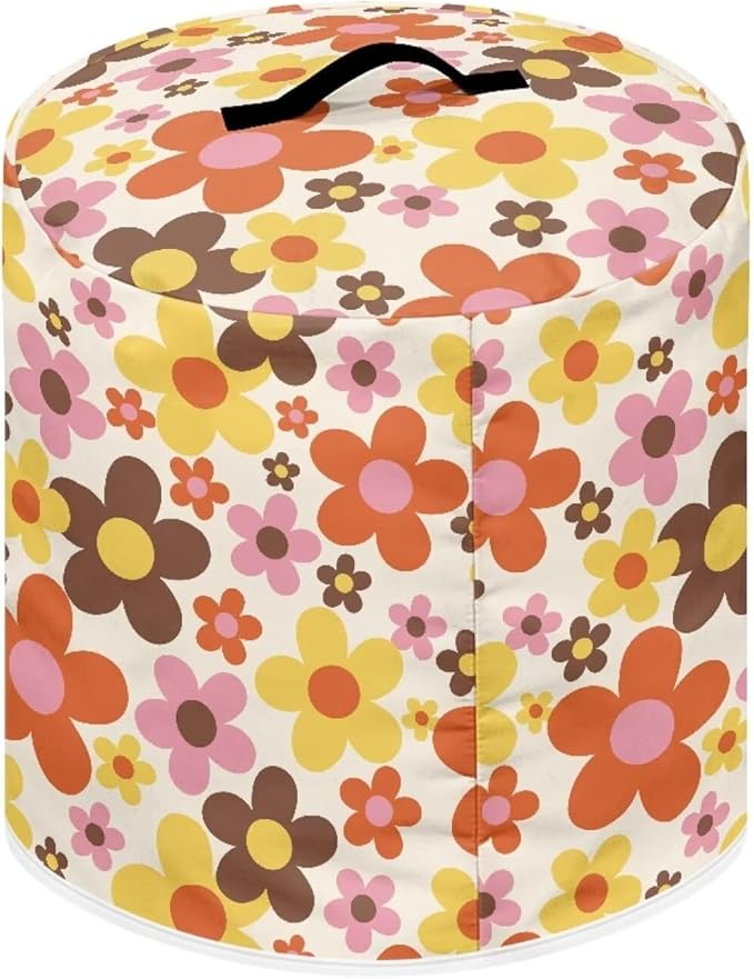 TODIYADDU Red Yellow Hippie Floral Pressure Cooker Cover for 6 Quart Instant Pot Insulated Kitchen Appliance Dust Cover for Round Pressure Cooker Practical Instant Pot Air Fryer Accessories