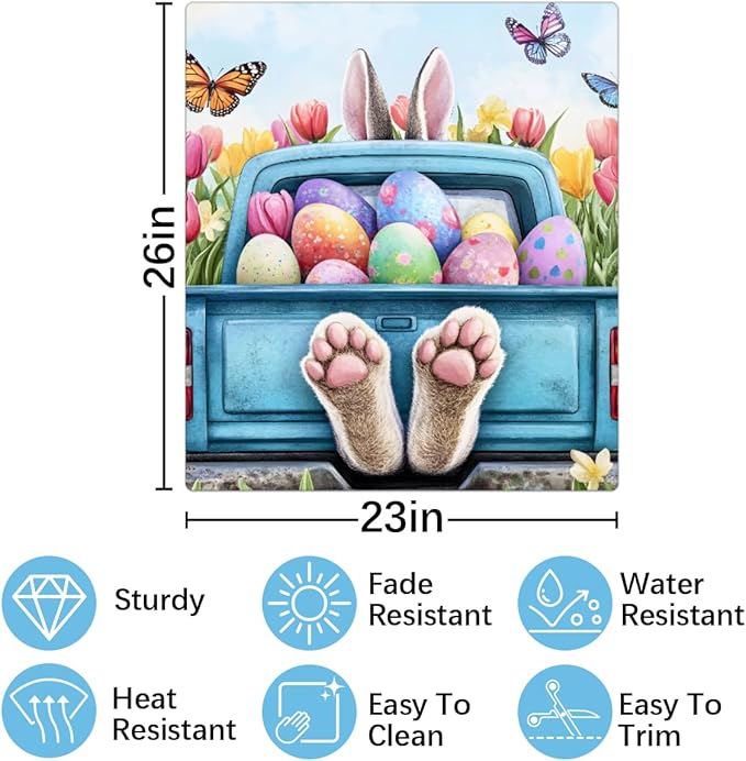 Easter Bunny Egg Truck Dishwasher Magnet Cover Front Dishwasher Cover Decor Reusable Magnetic Door Cover Panel Decal Home Appliances Stickers Kitchen Refrigerator Fridge 23"x26"