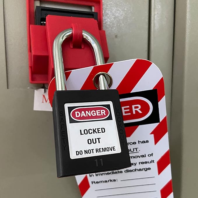 SAFBY Lockout Tagout Locks, Safety Padlock, Keyed Differently Loto Safety Padlocks for Lock Out Tag Out Kits Station (Black 11-20)