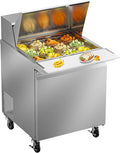 29" W Commercial Refrigerator Sandwich Salad Prep Table, 7.6 Cu.ft 1 Door Commercial Stainless Steel Mega Top Food Prep Fridge with 12 Pans, Salad Prep Station for Restaurant, Bar, Shop