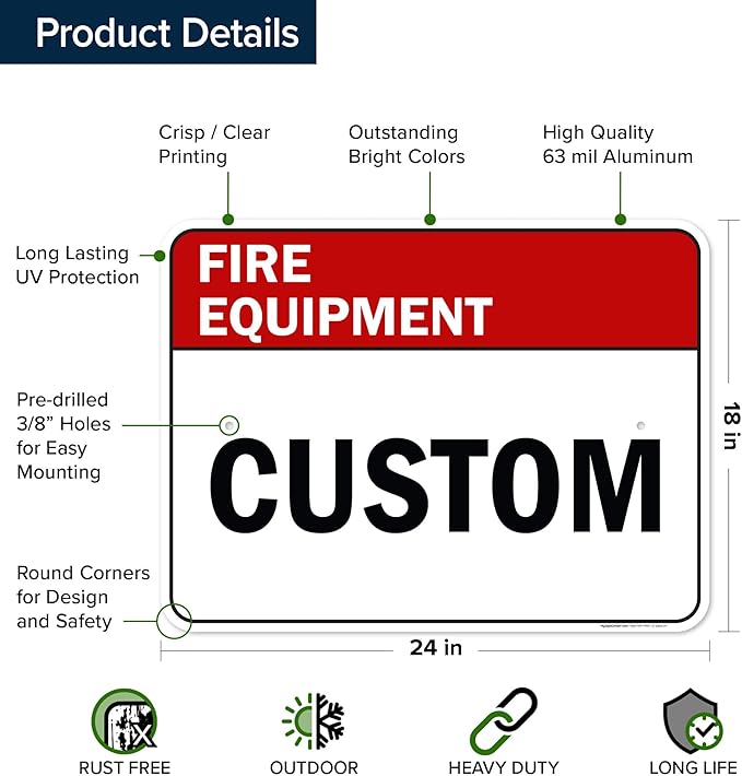 Custom Fire Equipment Sign, Ansi Sign, Osha Compliant, 18x24 Inches, Rust Free .063 Aluminum, Fade Resistant, Made in USA by My Sign Center