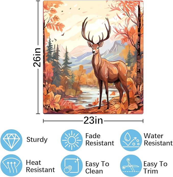 Pastel Autumn Elk Dishwasher Magnet Cover, Reusable Refrigerator Panel Stickers Microwave Front Door Covers Magnets for Kitchen Home Appliances Holiday Party Decorations 23 X 26 in