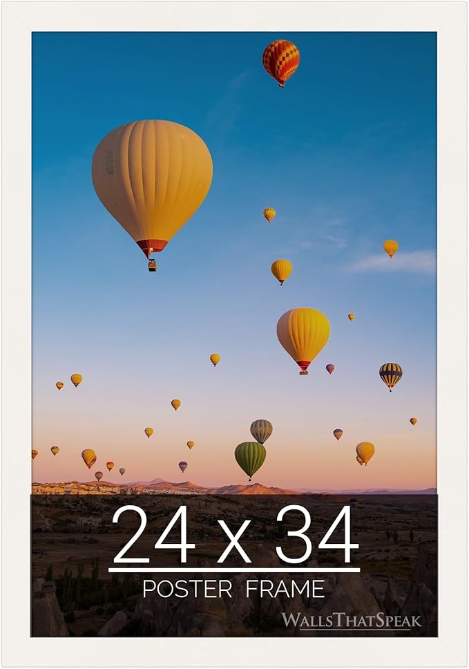 wallsthatspeak 24x34 White Picture Frame for Puzzles Posters Photos or Artwork