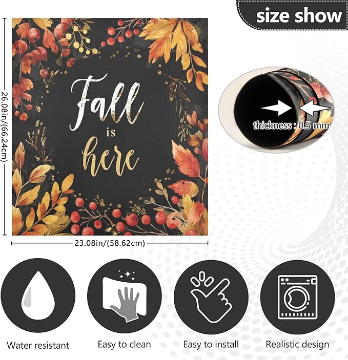 Fall Black Leaves Dishwasher Magnet Cover Front Door Magnetic Dishwasher Cover Decorative Refrigerator Magnet Covers Appliances Stickers for Home Kitchen Decor, 23" x 26"