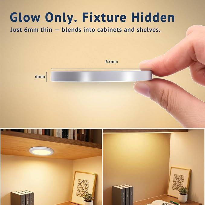 V4light Smart LED Puck Lights,Under Cabinet Lighting Kit with App, Voice, Remote & Hand Control, Works with Alexa & Google Home, Dimmable & Adjustable Color Temperature for Kitchen, Closet, Shelf