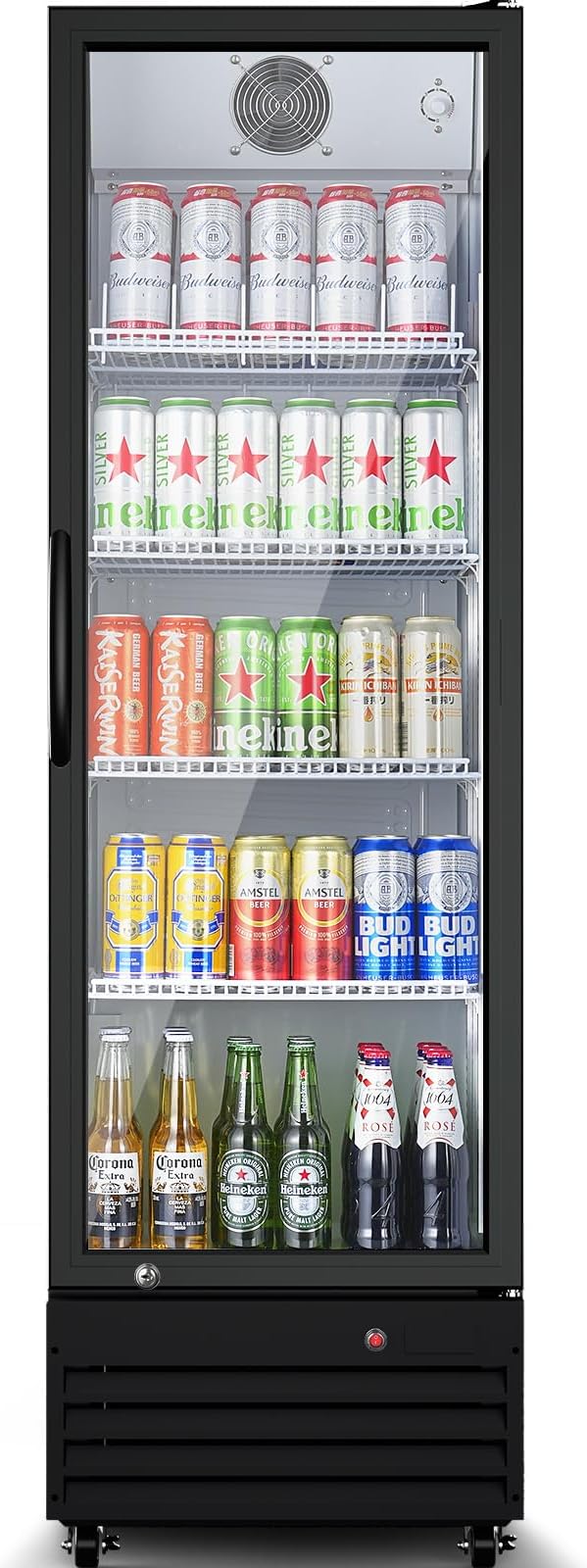 BODEGACOOLER Commercial Bar Refrigerator Glass Door,12.5 cu.ft Large Drink Fridge for Home Bar Office Beverage Refrigerator,Display Bar Cooler Fridge,Adjustable Shelves,Hold Beer,Soda Drinks,Wine