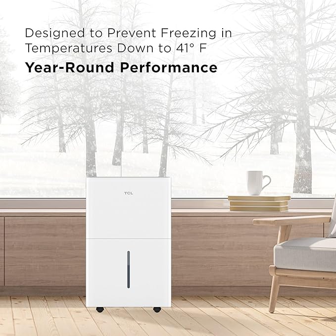 TCL 4,500 Sq. Ft. Smart Dehumidifier, Energy Star, 50 Pints Per Day, Moisture & Humidity Absorber for Bedroom, Bathroom, Basement & Other Rooms, Works with Alexa/Google Assistant