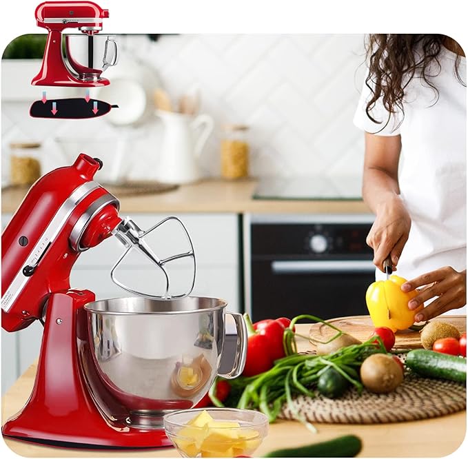 Stainless Steel Flat Beater for KitchenAid 4.5-5 Quart Tilt-Head Stand Mixers, Paddle Attachment for KitchenAid Mixer Accessory, Dishwasher Safe, and Mixer Sliding Mat