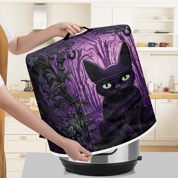 TODIYADDU Purple Gothic Cat Pressure Cooker Cover for 6 Quart Instant Pot Insulated Kitchen Appliance Dust Cover for Round Pressure Cooker Slow Cooker Practical Instant Pot Air Fryer Accessories