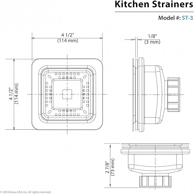 KRAUS Stainless Steel Pax Strainer, ST-3