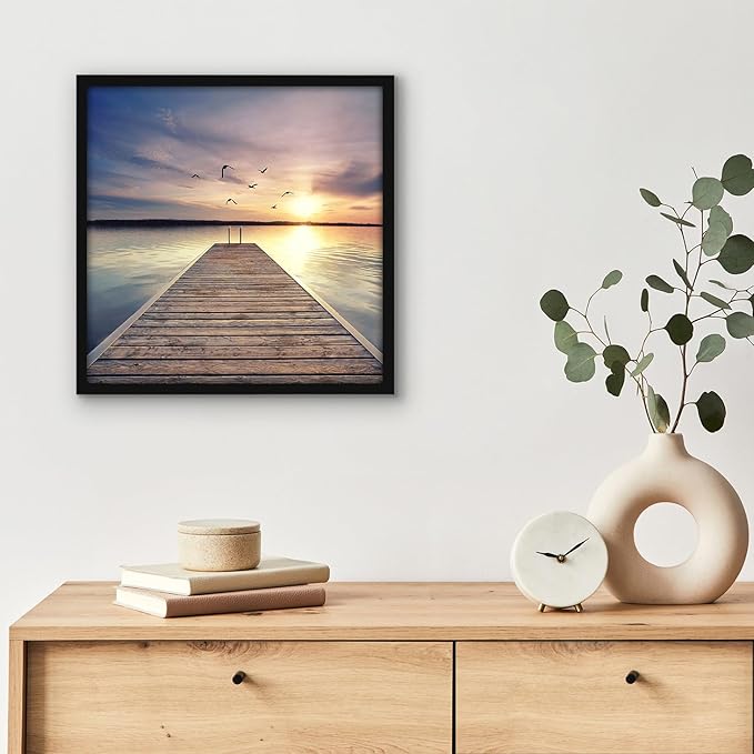 Americanflat 13x13 Picture Frame with Polished Plexiglass - Streamline Collection - Thin Border Square Frame for Wall Display - Hanging Hardware Included - Black